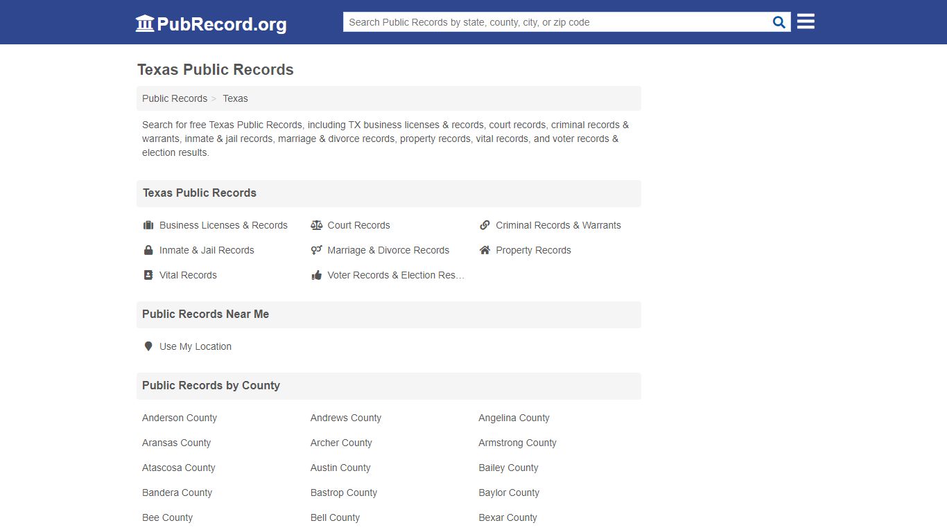 Free Texas Public Records - PubRecord.org