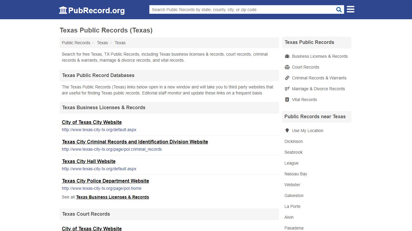 Free Texas Public Records (Texas Public Records) - pubrecord.org